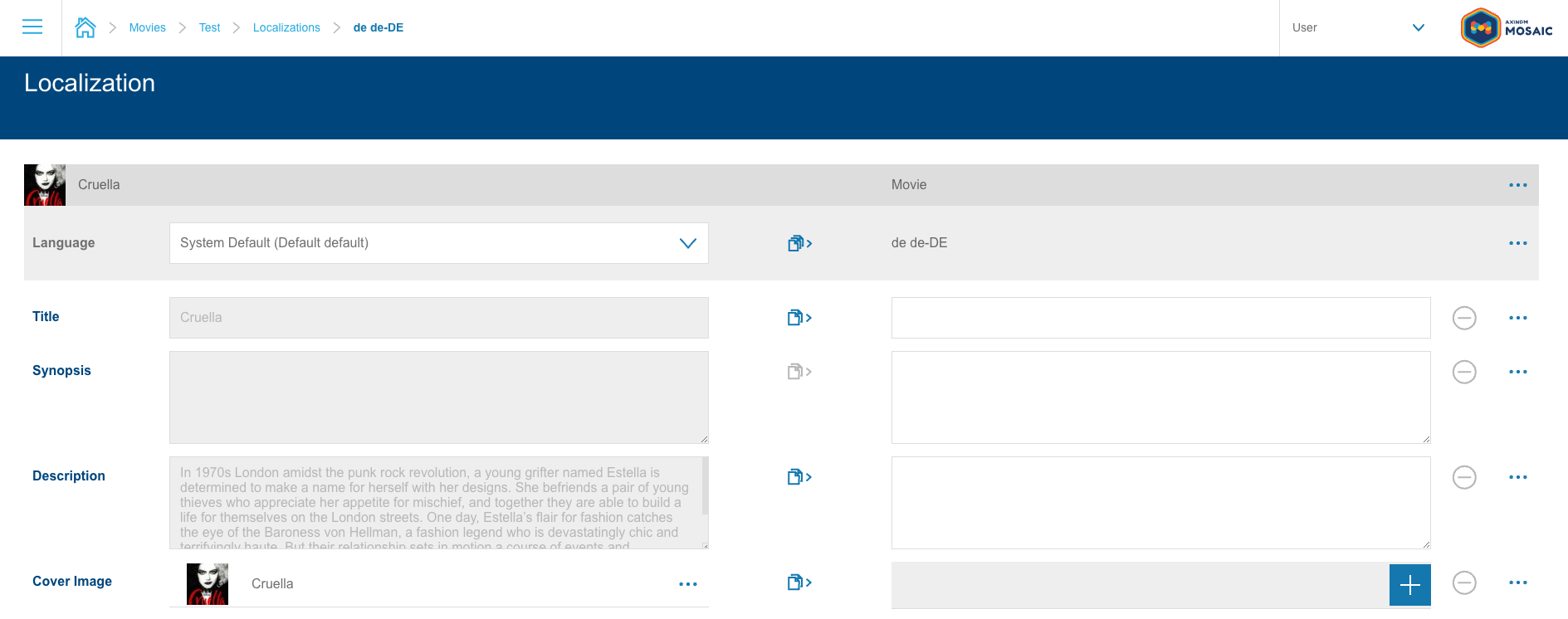image localization using a custom UI